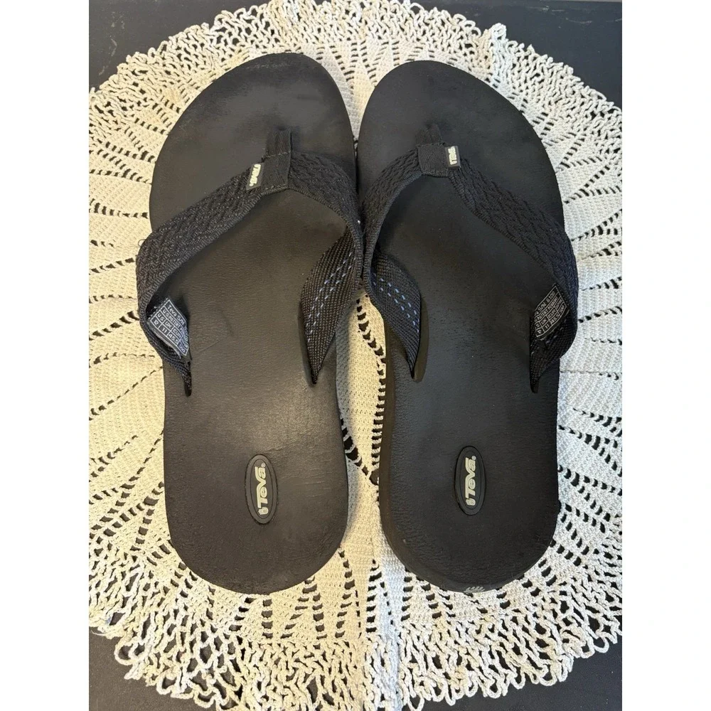Teva Men's Mush I! Flip Flop Sandals Black Woven Fabric Straps Size 12